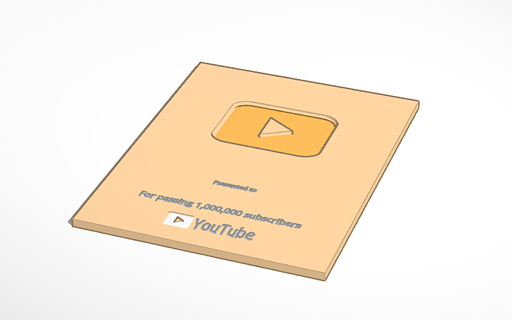 3d Design Youtube Gold Play Button Tinkercad