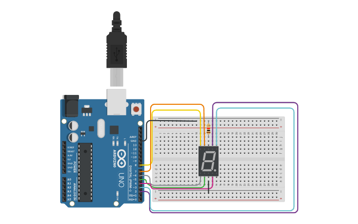 Circuit design seven segment - Tinkercad
