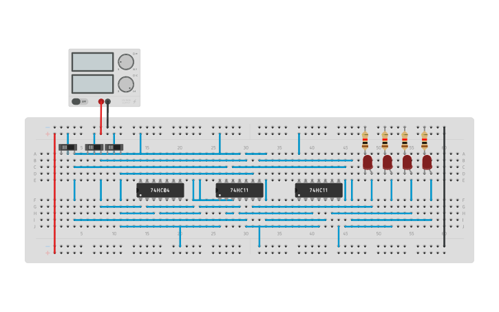 Circuit design 1x4 Demultiplexer - Tinkercad
