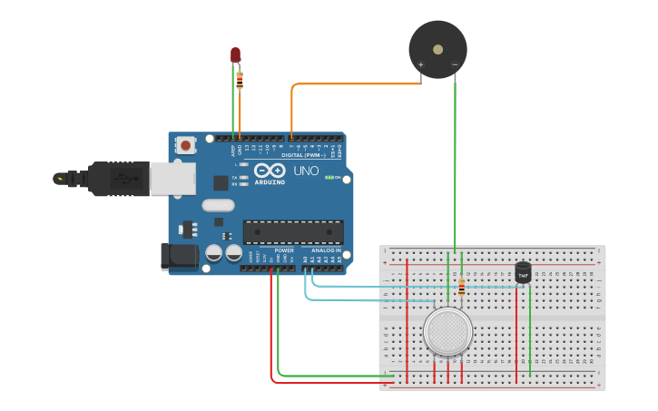 Circuit design Fire Alarm - Tinkercad