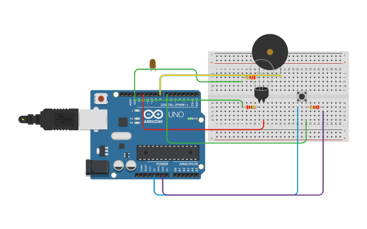 Circuit design Boton encendido Led con pulsador - Tinkercad
