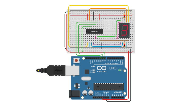 Circuit design Shift Registers - Tinkercad