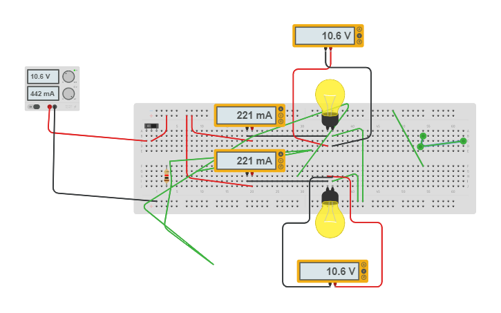 Circuit design Circuito paralelo con voltimetros y amprerimetros ...