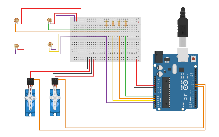 Circuit design Sun Tracking Solar System - Tinkercad