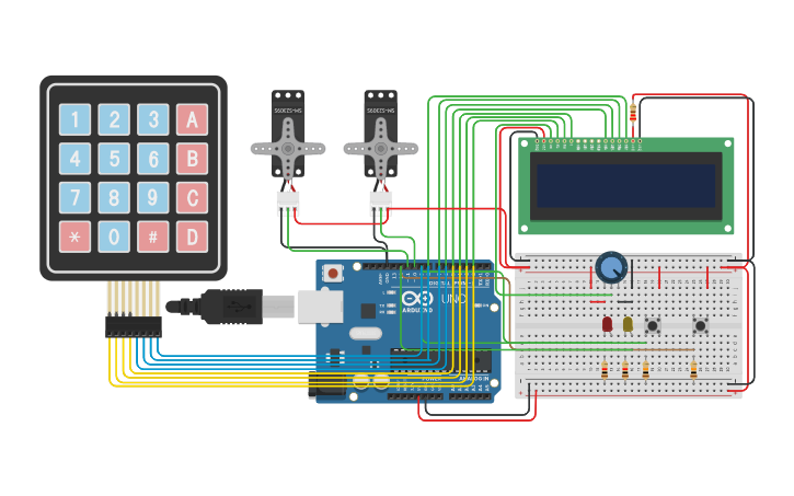 Circuit design PROJECT FINAL with Keypad - Tinkercad
