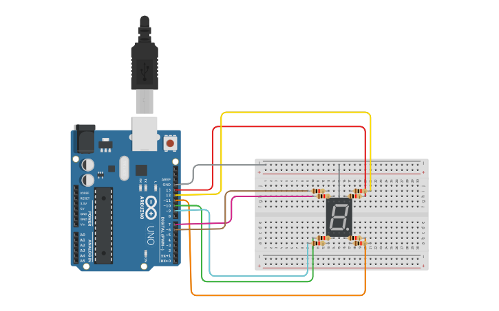 Circuit design 7-segment - Tinkercad
