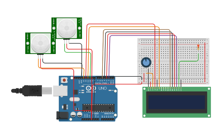 Circuit design speed detector using lcd - Tinkercad