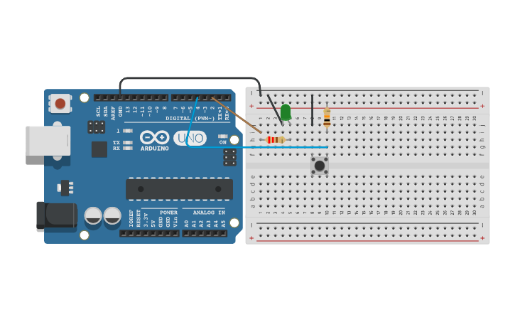 Circuit design ENCENDIDO DE LED CON PULL UP #51 - Tinkercad