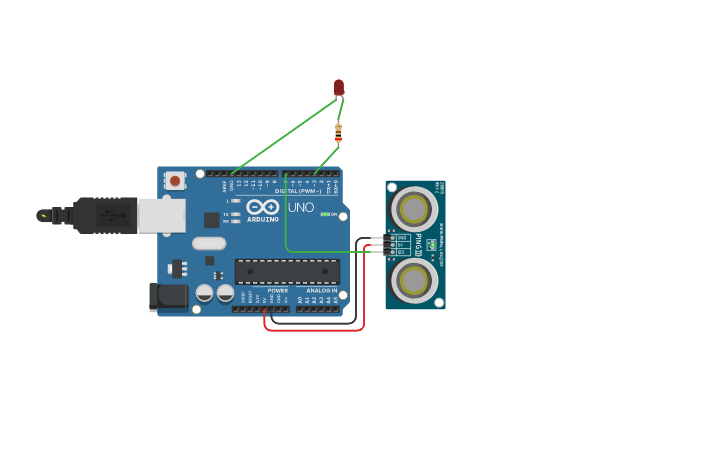 Circuit design Ultrasonic | Tinkercad