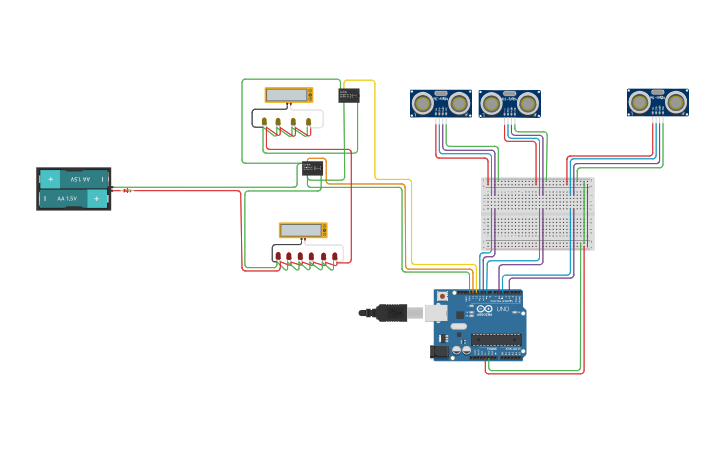 Circuit design Radar para Helipuerto - Tinkercad