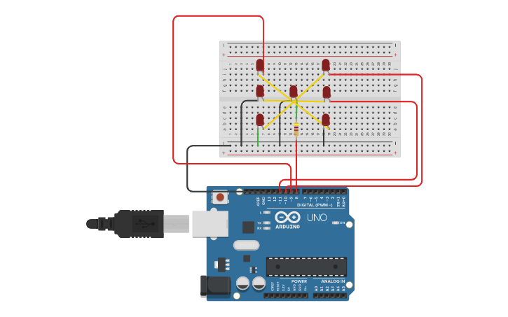 Circuit design dado led | Tinkercad