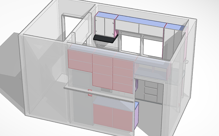 3D design Budget DIY Cheap Fancy Kitchen Cabinets - Tinkercad