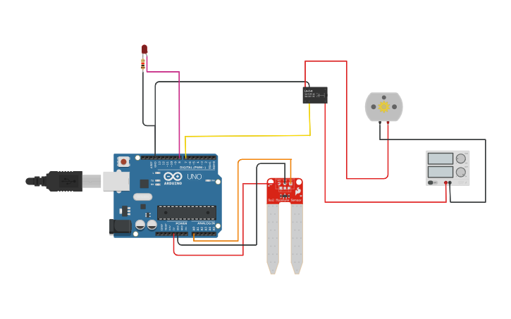 Circuit design SMART PLANT WATERING SYSTEM - Tinkercad