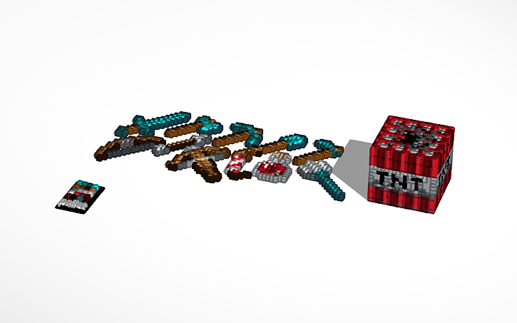 3D design Minecraft weapons and items - Tinkercad