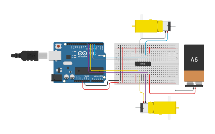 Circuit design Robot de laberinto - Tinkercad