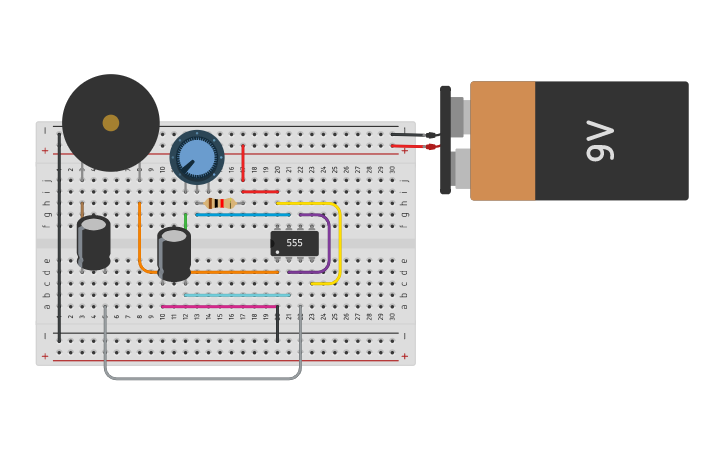 Circuit design 555 Piezo - Tinkercad