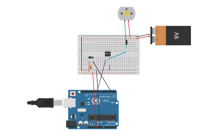 Circuit design DC Motor and Slide Switch - Tinkercad