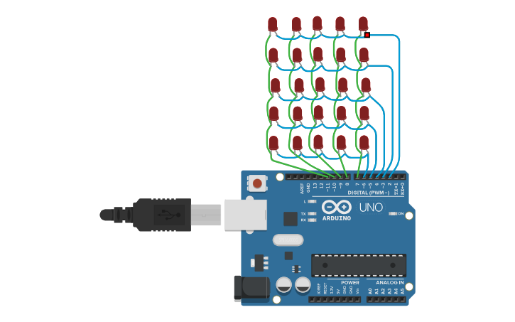 Circuit design 5x5LED matrix | Tinkercad