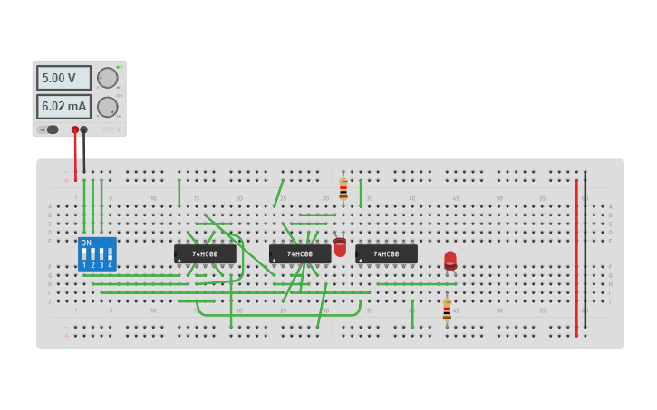 Circuit design Full Adder using NAND gates - Tinkercad