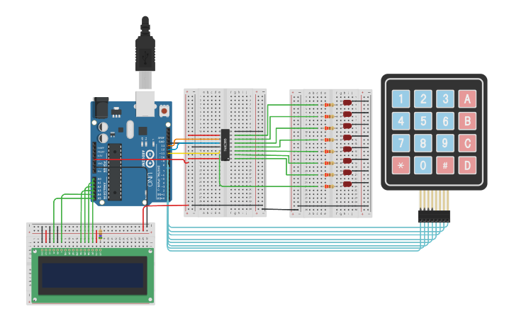 Circuit design binary leds - Tinkercad