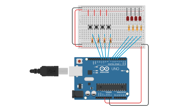 Circuit design Ex4.1 AND/OR Operations - Tinkercad