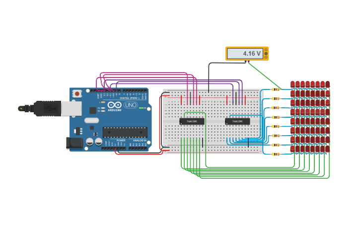 Circuit design Dot Matrix LED - Tinkercad
