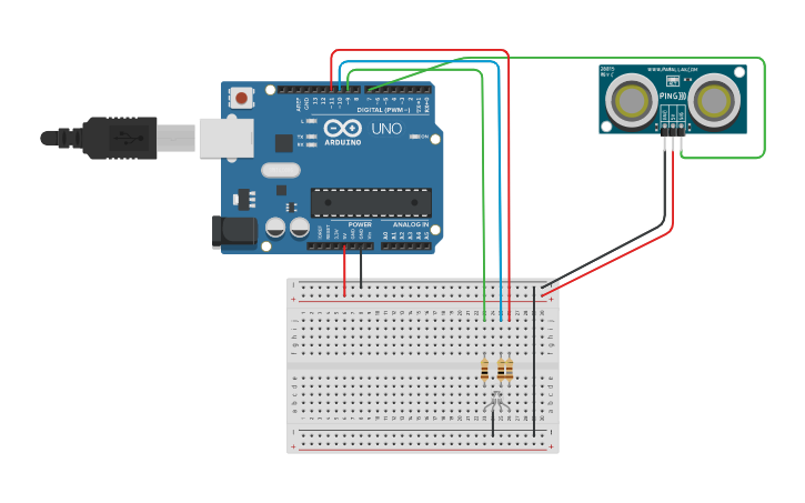 Circuit design Ultrasonic Sound Detector - Tinkercad