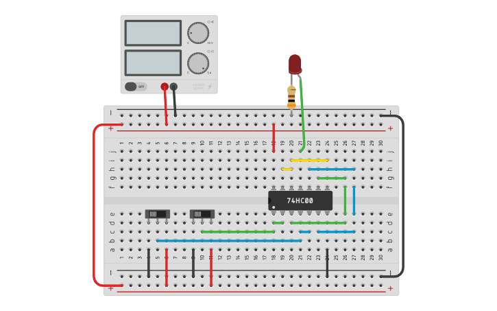 Circuit design NOR USING NAND | Tinkercad