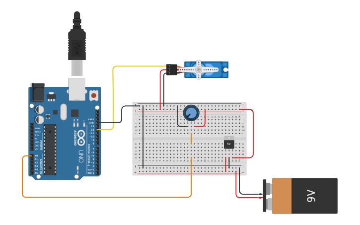 Circuit Design Servo Motores - Tinkercad