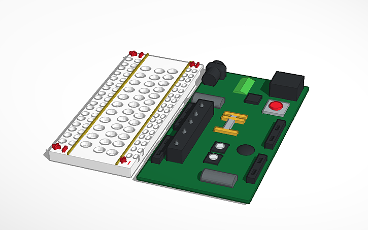 3D design Arduino board and bread board - Tinkercad