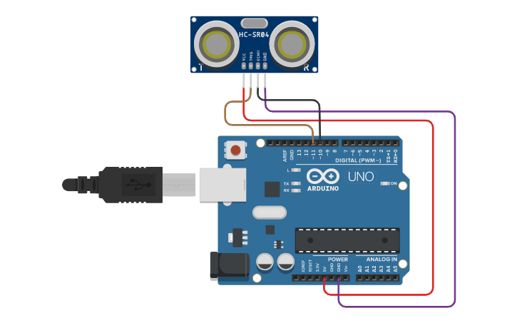Circuit design Sonar Sensor 14 | Tinkercad