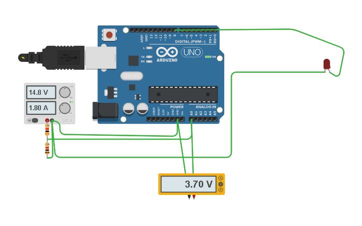 Circuit design LED voltmeter | Tinkercad