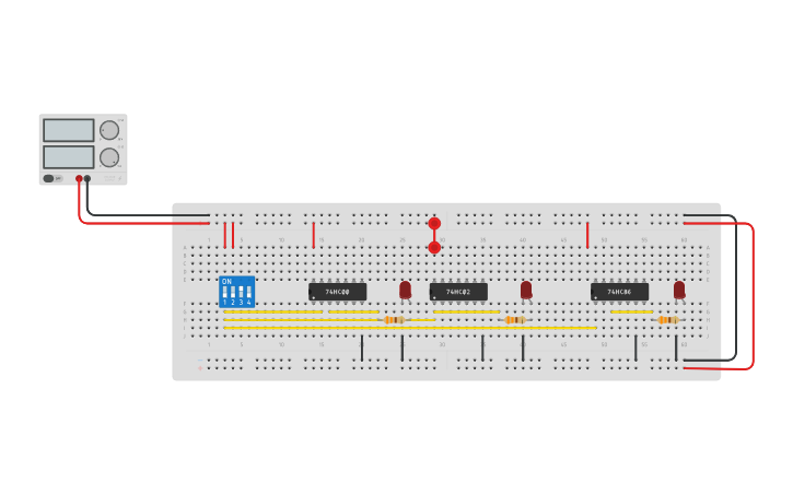 Circuit design COMPUERTAS NAND-NOR-XOR-XNOR - Tinkercad