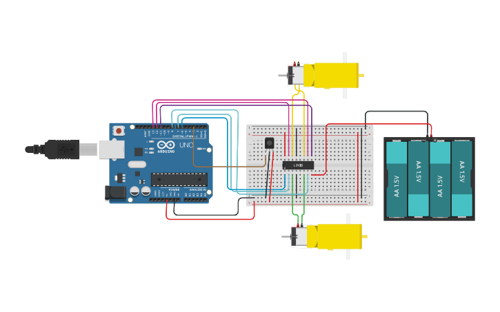Circuit design Copy of Control DC Motors with L293D Motor Driver IC and ...