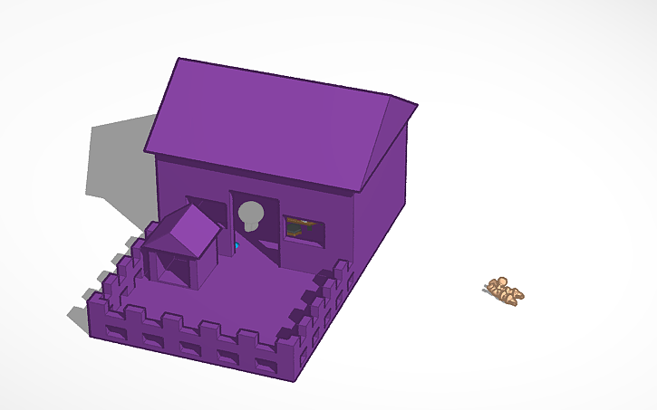 3D design Small house /w dog house - Tinkercad