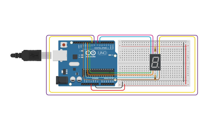 Circuit design Arduino 7-Segment - Tinkercad