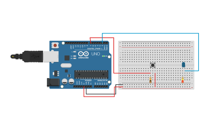 Circuit design botao pull down | Tinkercad