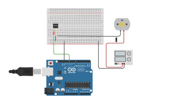 Circuit design DC Motor @ Arduino - Tinkercad