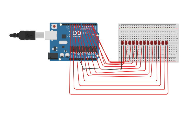 Circuit design Knight Rider - Tinkercad