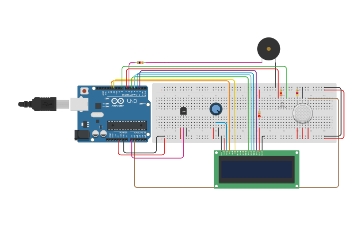 Circuit design Fire Alarm System - Tinkercad
