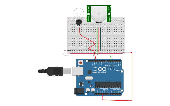 Circuit design PIR SENSOR | Tinkercad