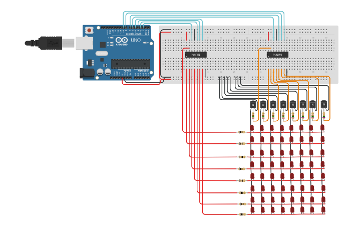 Circuit design FINAL Digital Electronics Project 8x8 LED Matrix - Tinkercad