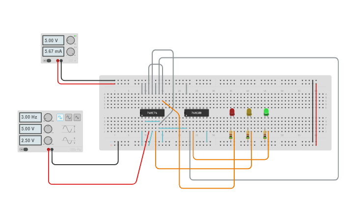 Circuit design Traffic Light - Tinkercad