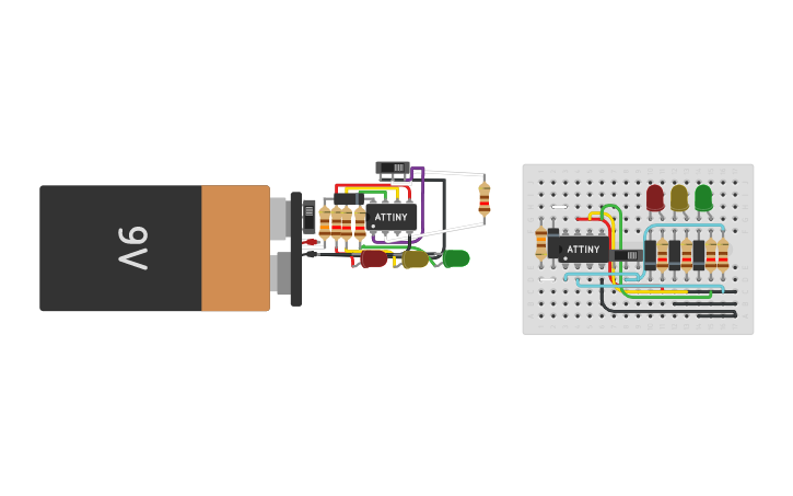 Circuit design traffic light | Tinkercad