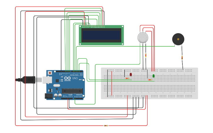 Circuit design gas detection alarm system | Tinkercad