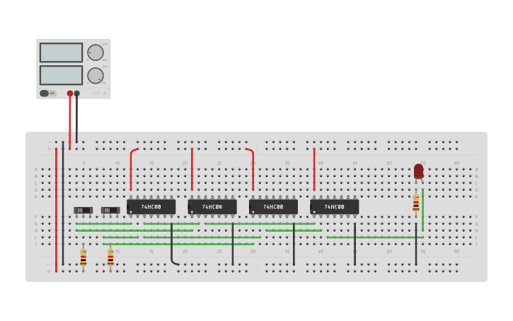 Circuit design XOR using NAND - Tinkercad