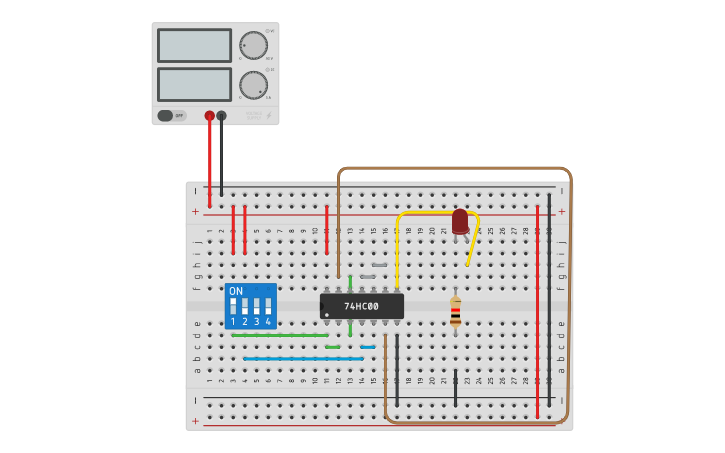 Circuit design NOR USING NAND | Tinkercad