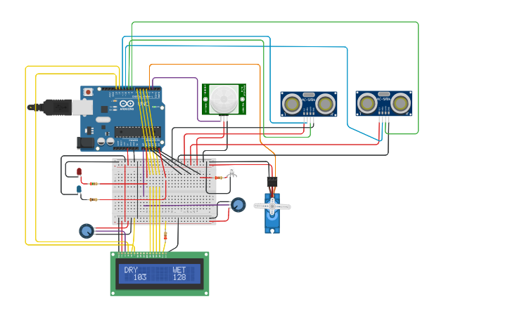 Circuit design Waste segregation MpMc | Tinkercad