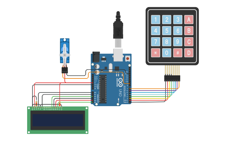 Circuit design Kunci Pintu Digital Dengan Keypad - Tinkercad