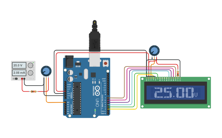 Circuit design Voltmeter Using Arduino - Tinkercad